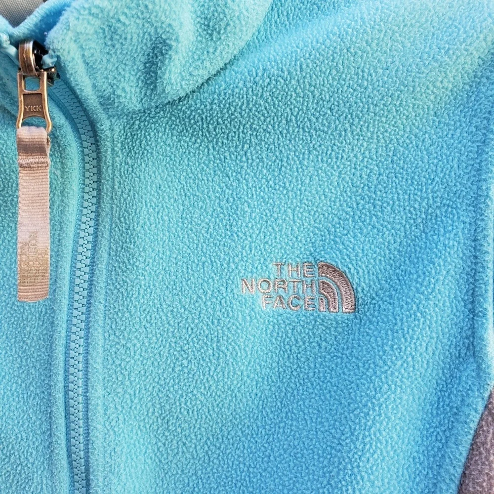 THE NORTH FACE Full Zipper Fleece Jacket Girls M 10 12 Front Back Logo Blue